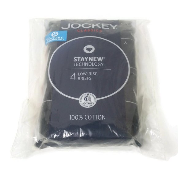 Jockey Classics Size 36 Low Rise Briefs 4 Pack 100% Cotton Stay, Stay Dry, Black - Picture 3 of 3